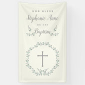 Baptism Blue en Green Leaf Wreate Spandoek (Verticaal)