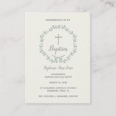 Baptism Blue en Green Leaf Wreate Visitekaartje (Voorkant)