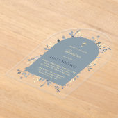 Baptism blue foliage blue arch acrylic invitation (Poser)