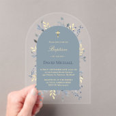 Baptism blue foliage blue arch acrylic invitation (In situ (ordinateur de poche))