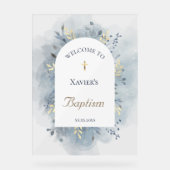 Baptism blue foliage clear welcome sign (Recto)