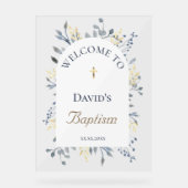 Baptism blue foliage clear welcome sign (Recto)
