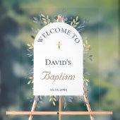 Baptism blue foliage clear welcome sign (Neutre)