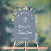 Baptism blue foliage clear welcome sign (Neutre)