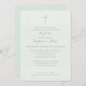 Baptism Blue Opal Delicate Floral Lace Kaart (Voorkant / Achterkant)