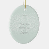 Baptism Blue Opal Delicate Floral Lace Keramisch Ornament (Rechts)