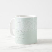 Baptism Blue Opal Delicate Floral Lace Koffiemok (Voorkant links)