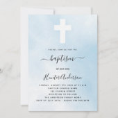 Baptism blue sky boy cross-luxe kaart (Voorkant)