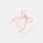 Baptism Blush Pink Bow Pearls Servet (Hoek)