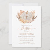Baptism Boho Pampas white Pumpkin Invitation  (Devant)
