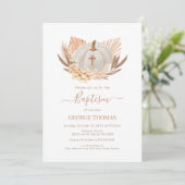 Baptism Boho Pampas white Pumpkin Invitation  (Debout devant)