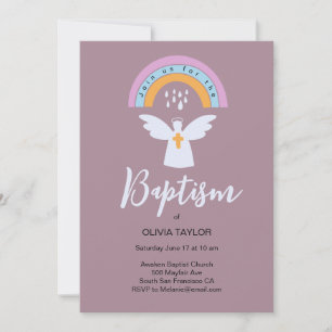 Baptism Christening angel en regenbooguitnodiging Kaart