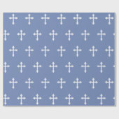 Baptism Christening Cross Confirmation Boy Blue Cadeaupapier (Vlak)