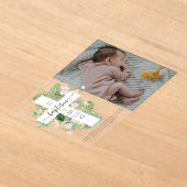 Baptism Christening Cross Greenery Custom Photo Acryl Uitnodigingen (Laagn)