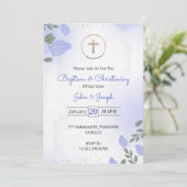 Baptism & Christening Invitation in floral design (Debout devant)