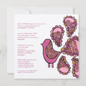 Baptism Christening Pink Peacock Uitnodiging (Achterkant)