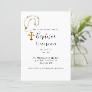 Baptism Christening Rosary Simple Religies Event Kaart