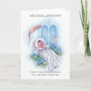 Baptism Christening Scripture Baby Boy Kaart