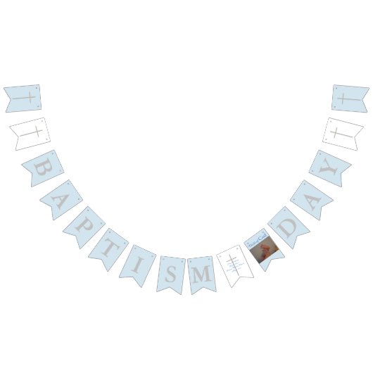 Baptism Cross Blue White Photo Bunting Banner (Alle)