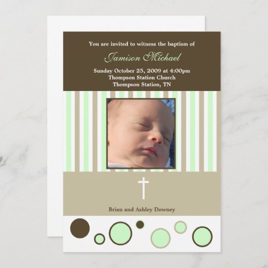 Baptism Dedicted Boy Tan Brown Bubbles Kaart (Voorkant / Achterkant)