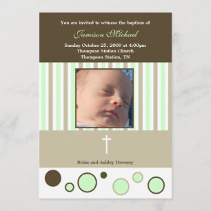 Baptism Dedicted Boy Tan Brown Bubbles Kaart