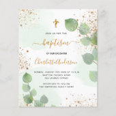 Baptism eucalyptus greenery budget uitnodiging (Voorkant)