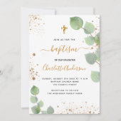 Baptism eucalyptus greenery cross script kaart (Voorkant)