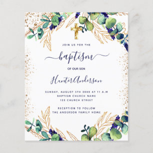 Baptism eucalyptus greenery navy blue-uitnodiging flyer