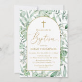 Baptism Eucalyptus leaves Invitation (Devant)