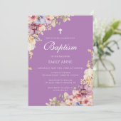 Baptism Floral Orchids purple Invitation (Debout devant)
