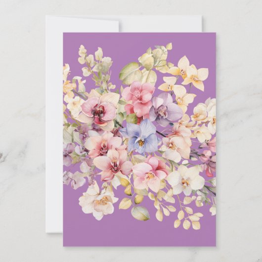 Baptism Floral Orchids purple Invitation (Dos)