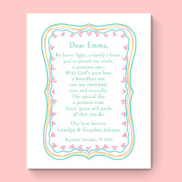 Baptism Gift Grandparent Prayer Nursery Wall Art  Poster
