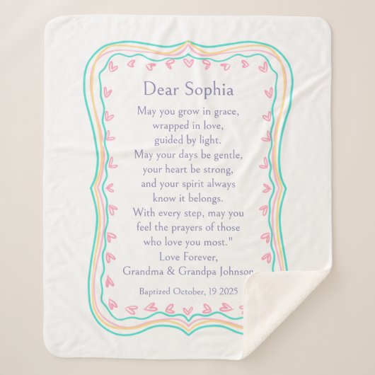 Baptism Gift Prayer Grandparents Blanket Sherpa Sherpa Deken (Voorkant)
