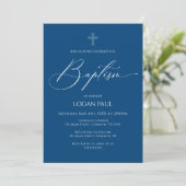 Baptism God Bless Blue Invitation (Debout devant)