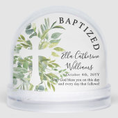Baptism Greenery Floral Botanical Cross Custom Sneeuwbol (Voorkant)