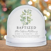 Baptism Greenery Floral Botanical Cross Custom Sneeuwbol