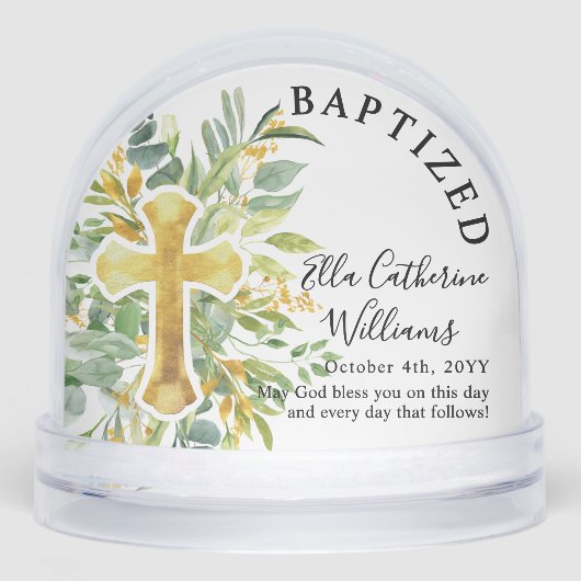 Baptism Greenery Floral Gold Cross Custom (Avant)