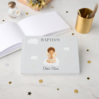 Baptism Guest Book for Boy with Angel Personalized Gastenboek