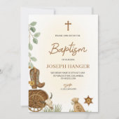 Baptism invitation card with a rustic theme  (Devant)