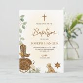 Baptism invitation card with a rustic theme  (Debout devant)