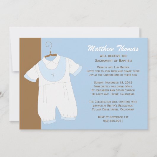 Baptism Invitation for Boy Kaart (Voorkant)