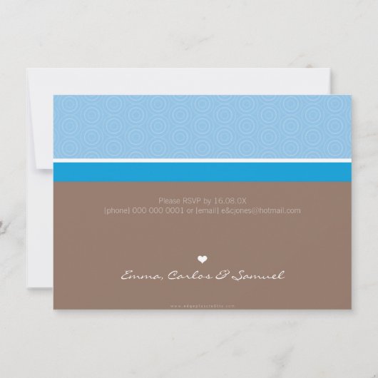 BAPTISM INVITATION moderne simple super mocha bleu (Dos)