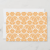Baptism Invitation Oranje en Grey Damask Kaart (Achterkant)