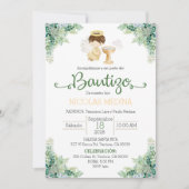 Baptism Invitation Spanish boy greenery  (Devant)