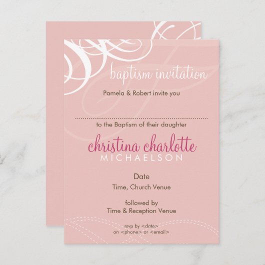 BAPTISM INVITATION :: vogue design 1 (Devant / Derrière)