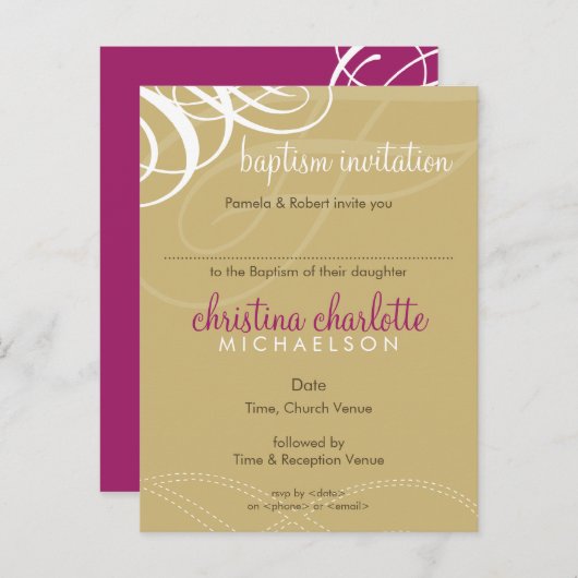 BAPTISM INVITATION :: vogue design 5 (Devant / Derrière)