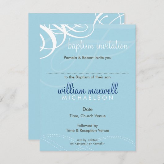 BAPTISM INVITATION :: vogue design 6 (Devant / Derrière)