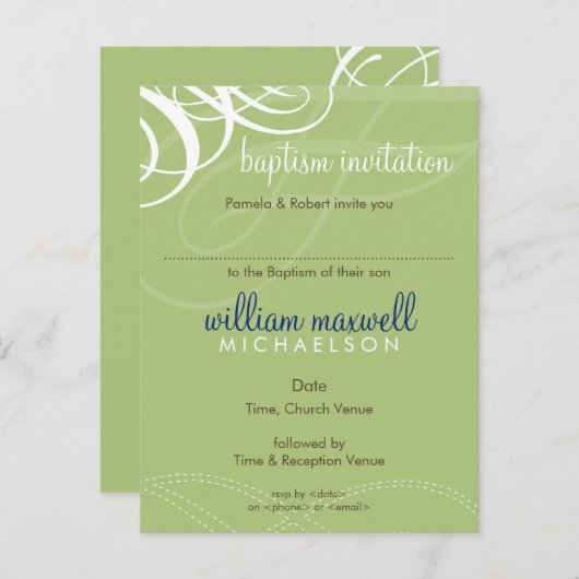 BAPTISM INVITATION :: vogue design 8 (Devant / Derrière)