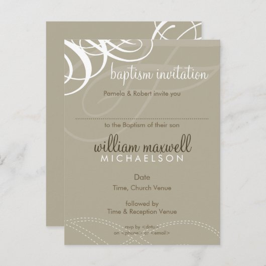 BAPTISM INVITATION :: vogue design 9 (Devant / Derrière)