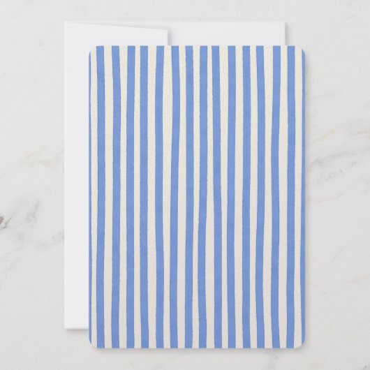 Baptism invitation with doves blue pinstripes (Dos)